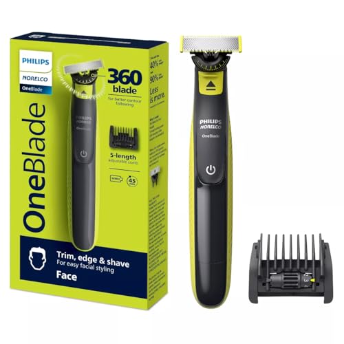 Philips Norelco OneBlade 360 Face Rechargeable Men's Electric Shaver and Trimmer - QP2724/70 Black