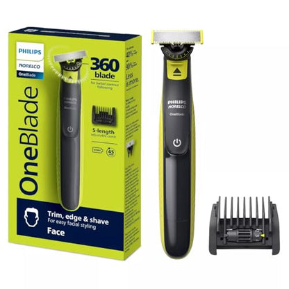 Philips Norelco OneBlade 360 Face Rechargeable Men's Electric Shaver and Trimmer - QP2724/70 Black