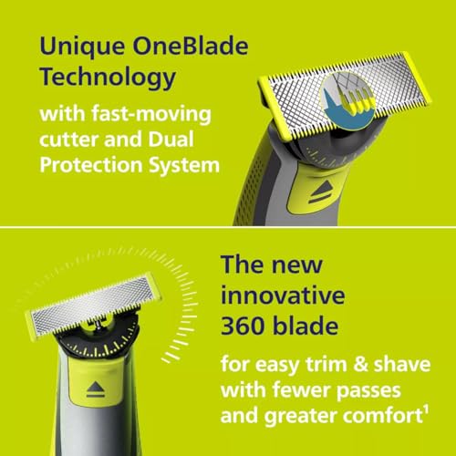 Philips Norelco OneBlade 360 Face Rechargeable Men's Electric Shaver and Trimmer - QP2724/70 Black