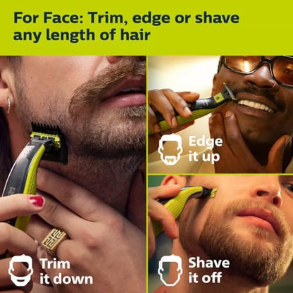 Philips Norelco OneBlade 360 Face Rechargeable Men's Electric Shaver and Trimmer - QP2724/70 Black