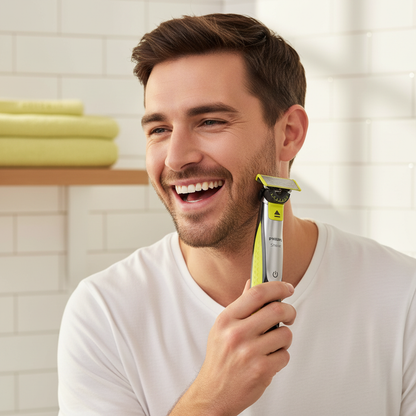Afeitadora PHILIPS OneBlade 360 Face, recortadora y afeitadora eléctrica híbrida para barba con peine facial 5 en 1 QP2730