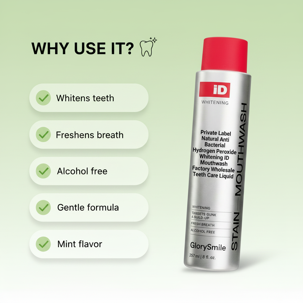 Private Label Natural Anti Bacterial Hydrogen Peroxide Whitening ID Mouthwash Factory Wholesale Teeth Care Liquid