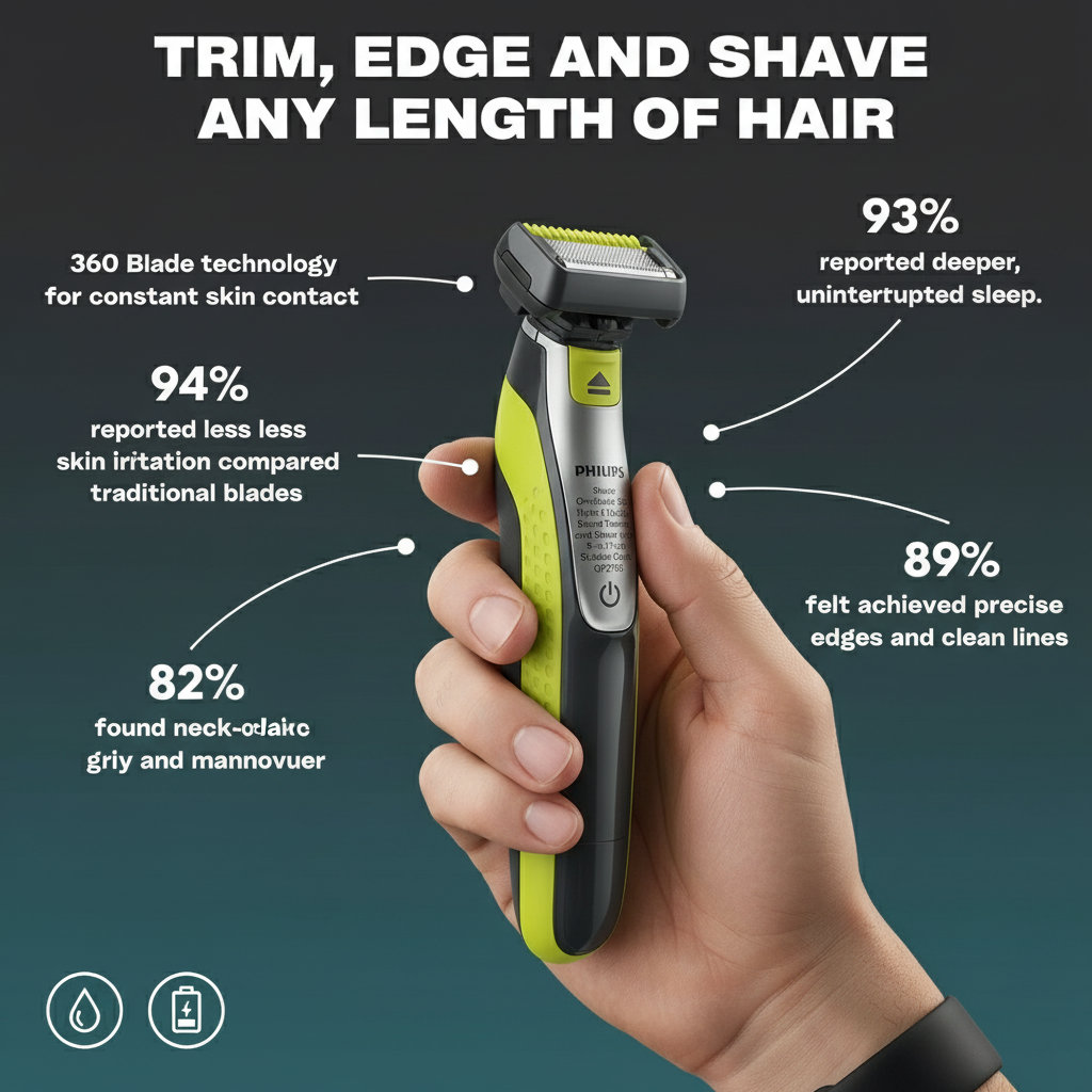 PHILIPS Shaver OneBlade 360 Face, Hybrid Electric Beard Trimmer and Shaver with 5-in-1 Face Stubble Comb QP2730