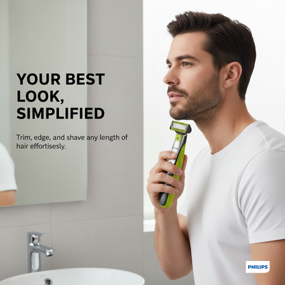 PHILIPS Shaver OneBlade 360 Face, Hybrid Electric Beard Trimmer and Shaver with 5-in-1 Face Stubble Comb QP2730